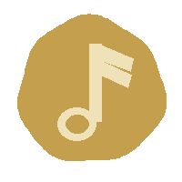Golden symbol with musical note